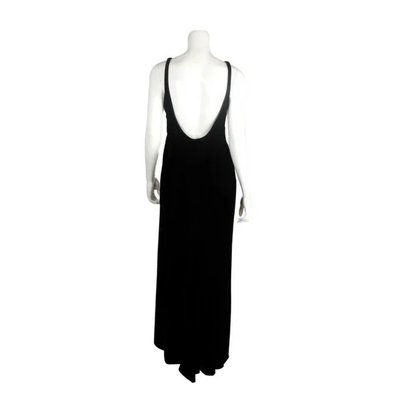 VALENTINO Black Velvet Sleeveless V-Neck Maxi Backless Dress - US 10 - Picture 3 of 7
